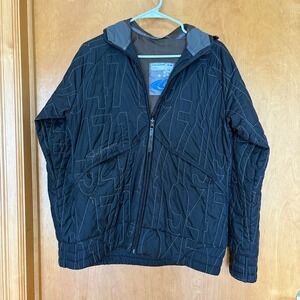 Salomon Ski Snowboard Jacket Mens L Black White Stitched Logo Hooded